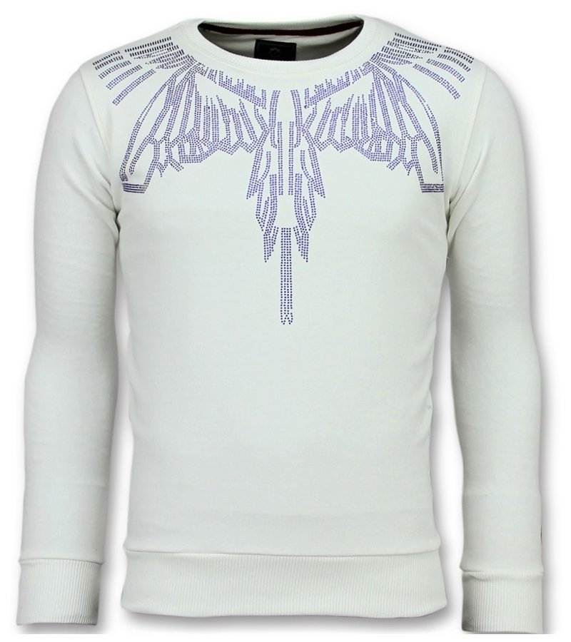 Local Fanatic Eagle Stone Printed Men Sweater - White