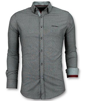 Gentile Bellini Men's Business Stripes Shirts - Blue