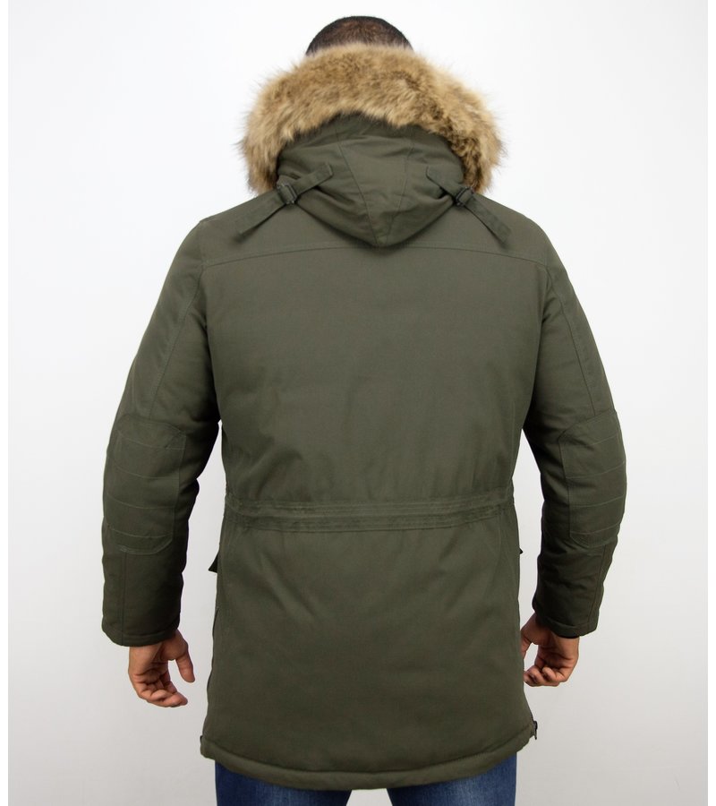 Enos Men Long Winter Coat Parka - Green