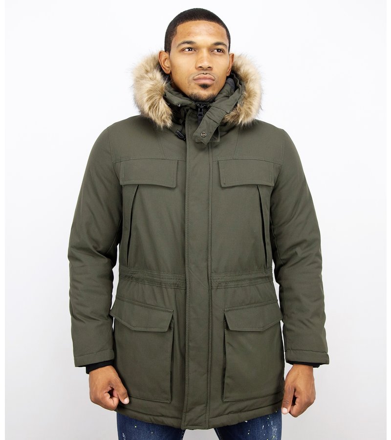 Enos Men Long Winter Coat Parka - Green