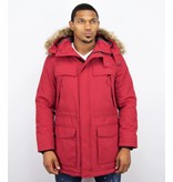 Enos Men Long Winter Coat Parka - Red