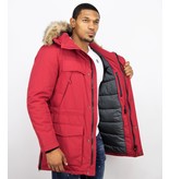 Enos Men Long Winter Coat Parka - Red