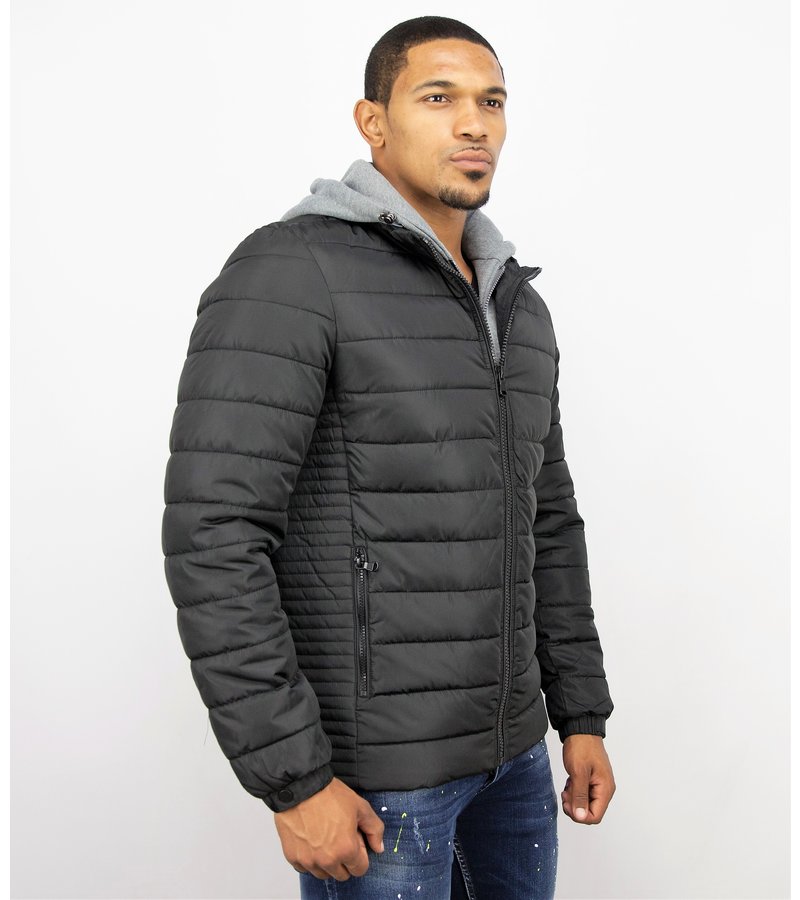 Enos Men Padded Jacket With Hood - Black