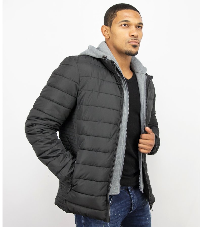 Enos Men Padded Jacket With Hood - Black