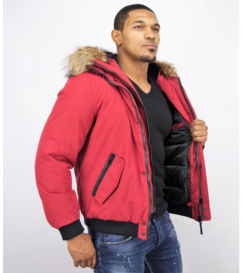 Enos Double Zip Short Jacket For Men - Red