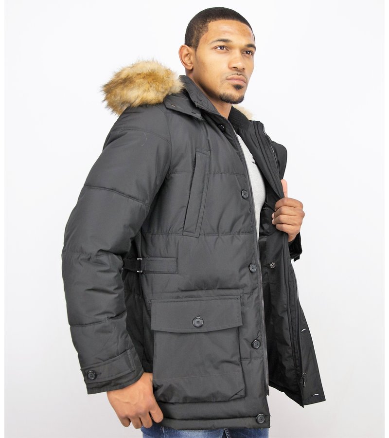 Enos Men Winter Jacket - Warm Winter Coat 4Pocet - Black