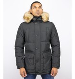 Enos Men Winter Jacket - Warm Winter Coat 4Pocet - Black