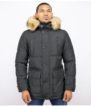 Enos Men Winter Jacket - Warm Winter Coat 4Pocet - Black