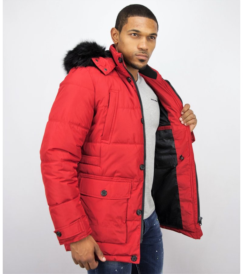 Enos Winter Jacket Men - Warm Winter Coat 4Pocet - Red