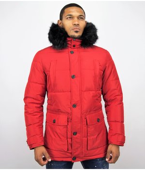 Enos Winter Jacket Men - Warm Winter Coat 4Pocet - Red