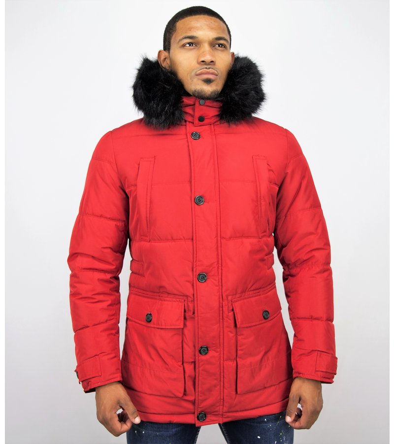 Enos Winter Jacket Men - Warm Winter Coat 4Pocet - Red