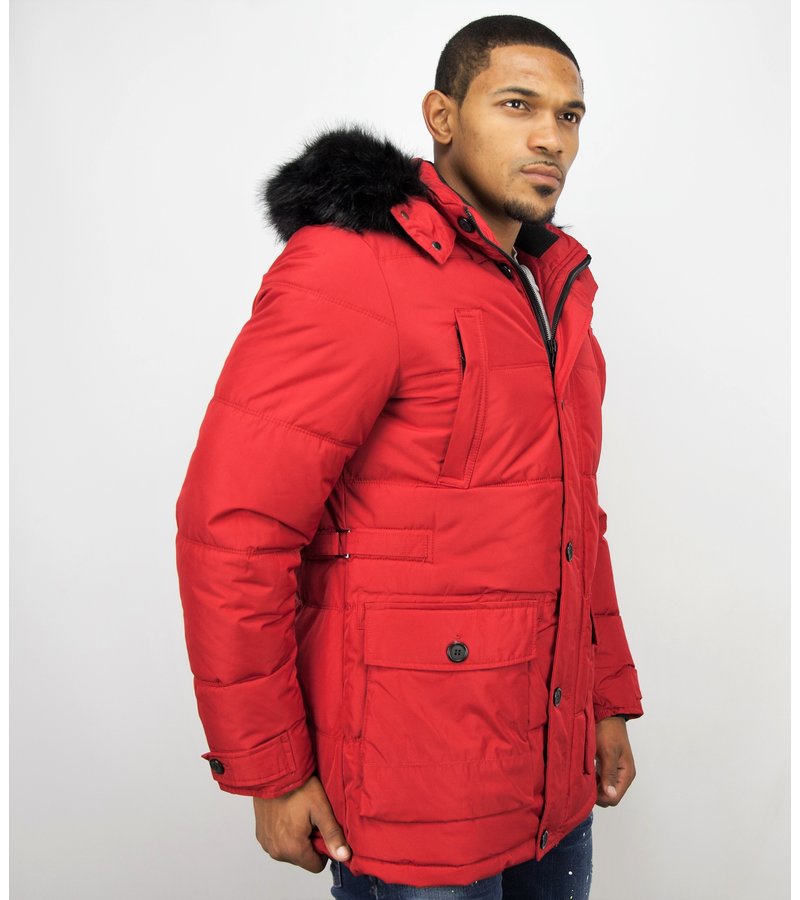 Enos Winter Jacket Men - Warm Winter Coat 4Pocet - Red