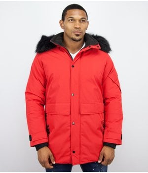 Enos Winter Jacket Fur Collar Men - Red