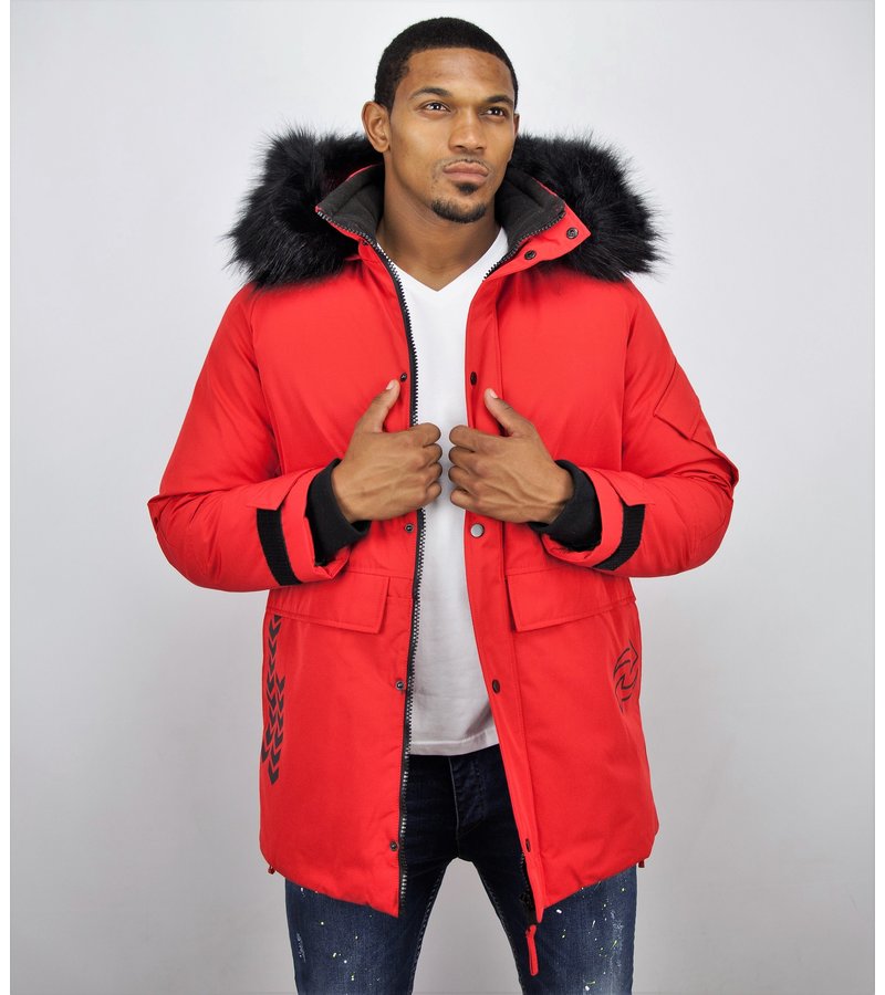 Enos Winter Jacket Fur Collar Men - Red