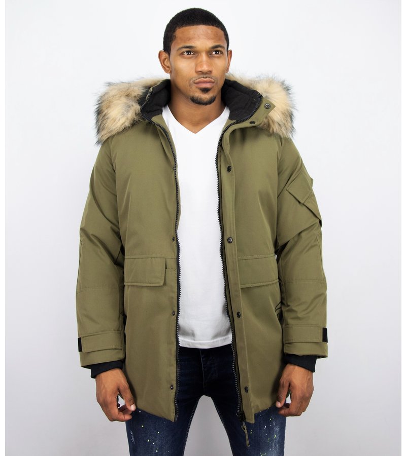 Enos Winter Jacket Fur Collar Men - Green