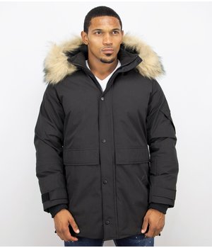 Enos Winter Jacket Fur Collar Men - Black