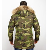 Y chromosome Fur Collar Coat - Men Winter Coat Long - Exclusive Camouflage Parka