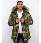 Y chromosome Fur Collar Coat - Men Winter Coat Long - Exclusive Camouflage Parka