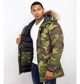 Y chromosome Fur Collar Coat - Men Winter Coat Long - Exclusive Camouflage Parka