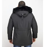 Enos Winter Coats - Men Winter Jacket Long - Faux Fur - Exclusive Button Parka - Black