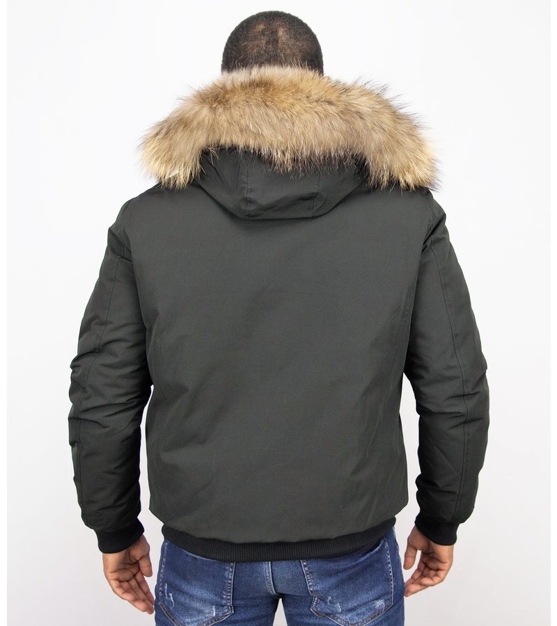 Warren Webber Fur Collar Coat - Men Winter Coat Short - Chilliwack Bomber -Black