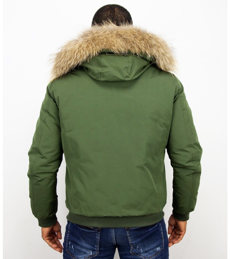 Warren Webber Fur Collar Coat - Men Winter Coat Short - Chilliwack Bomber - Green