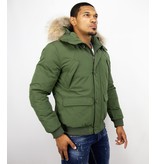 Warren Webber Fur Collar Coat - Men Winter Coat Short - Chilliwack Bomber - Green