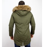 Enos Winter Coats - Men Winter Jacket Long - Faux Fur - - Army - Green