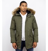 Enos Winter Coats - Men Winter Jacket Long - Faux Fur - - Army - Green