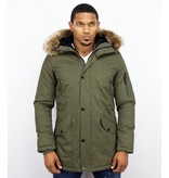 Enos Winter Coats - Men Winter Jacket Long - Faux Fur - - Army - Green