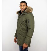 Enos Winter Coats - Men Winter Jacket Long - Faux Fur - - Army - Green