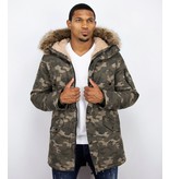 Enos Winter Coats - Men Winter Jacket Long - Faux Fur - Camouflage - Green