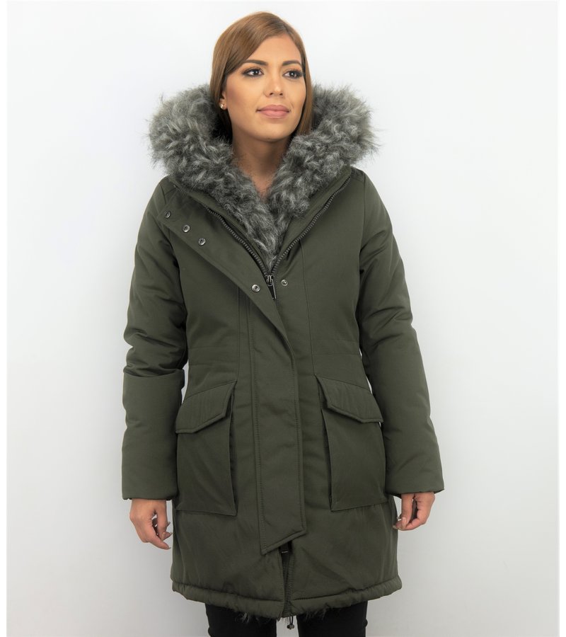 Macleria Long Parka Ladies Winter Coat - Green