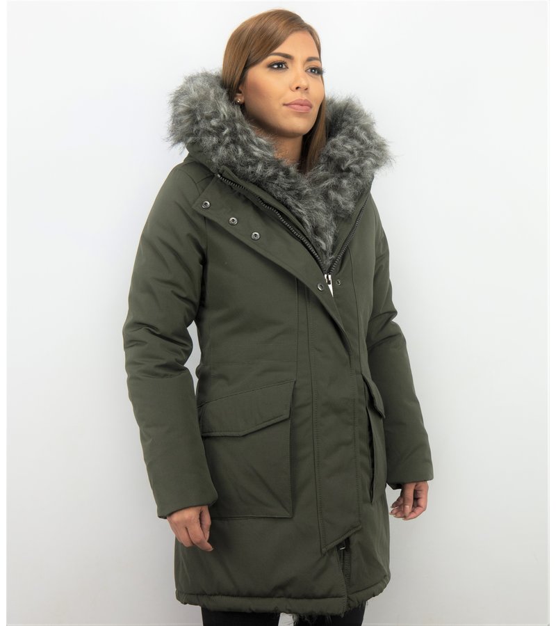 Macleria Long Parka Ladies Winter Coat - Green