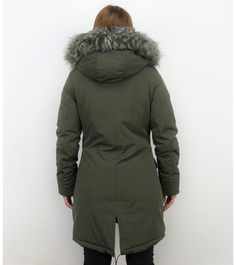 Macleria Long Parka Ladies Winter Coat - Green