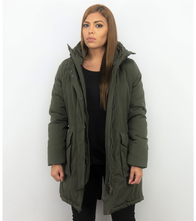 Macleria Long Parka Ladies Winter Coat - Green