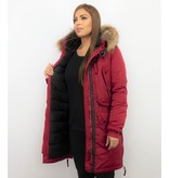 Macleria Long Winter Jacket Ladies Parka - Red