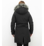 Macleria Imitation Fur Coat Women - Ladies Long Parka - Black