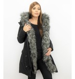 Macleria Imitation Fur Coat Women - Ladies Long Parka - Black