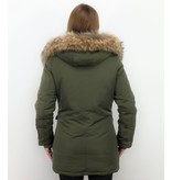 Macleria Fur Collar Coat - Women's Winter Coat Long - Parka - Khaki