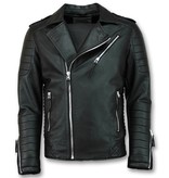 Enos Biker Faux Men Leather Jacket - Black