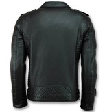 Enos Biker Faux Men Leather Jacket - Black