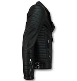Enos Biker Faux Men Leather Jacket - Black