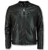 Enos Men Faux Leather Jacket - Black