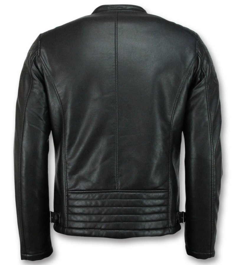 Enos Men Faux Leather Jacket - Black
