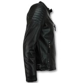 Enos Men Faux Leather Jacket - Black