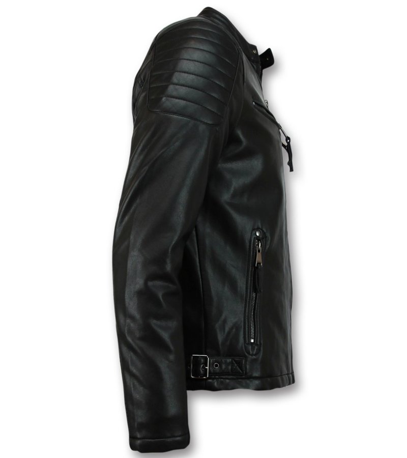 Enos Men Faux Leather Jacket - Black