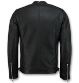 Enos Faux Leather Jacket For Men - Black