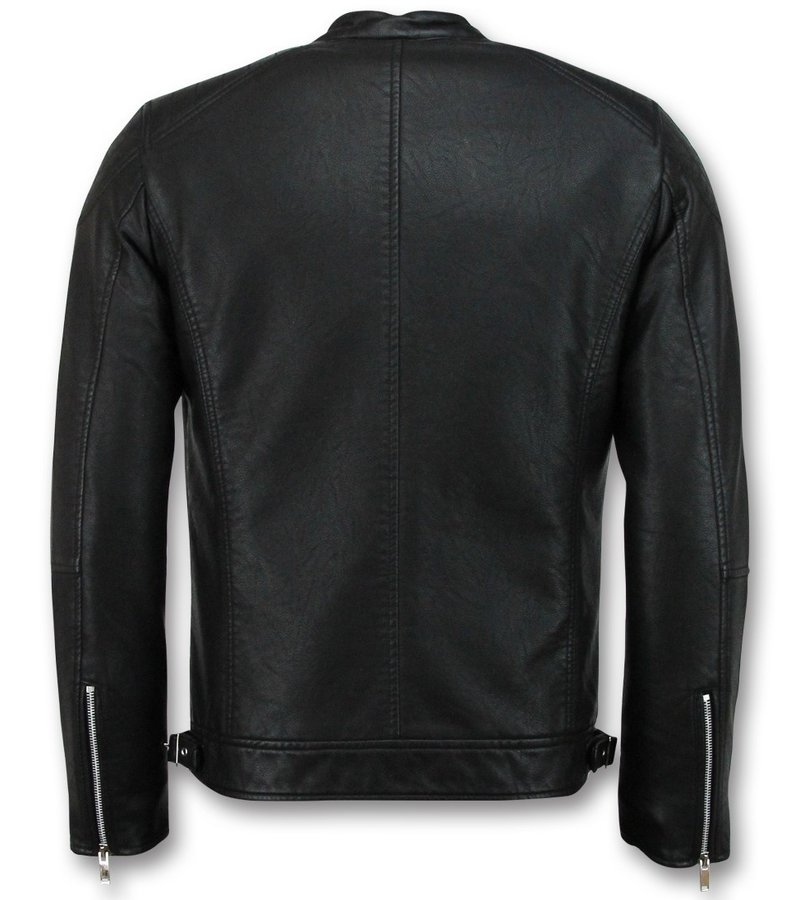 Enos Faux Leather Jacket For Men - Black