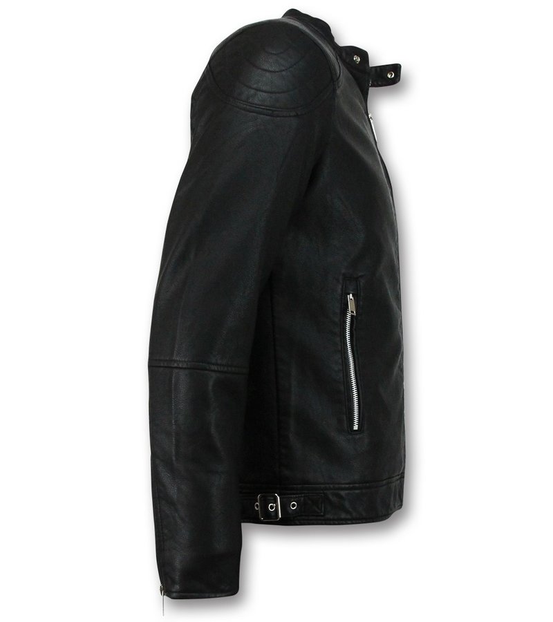 Enos Faux Leather Jacket For Men - Black